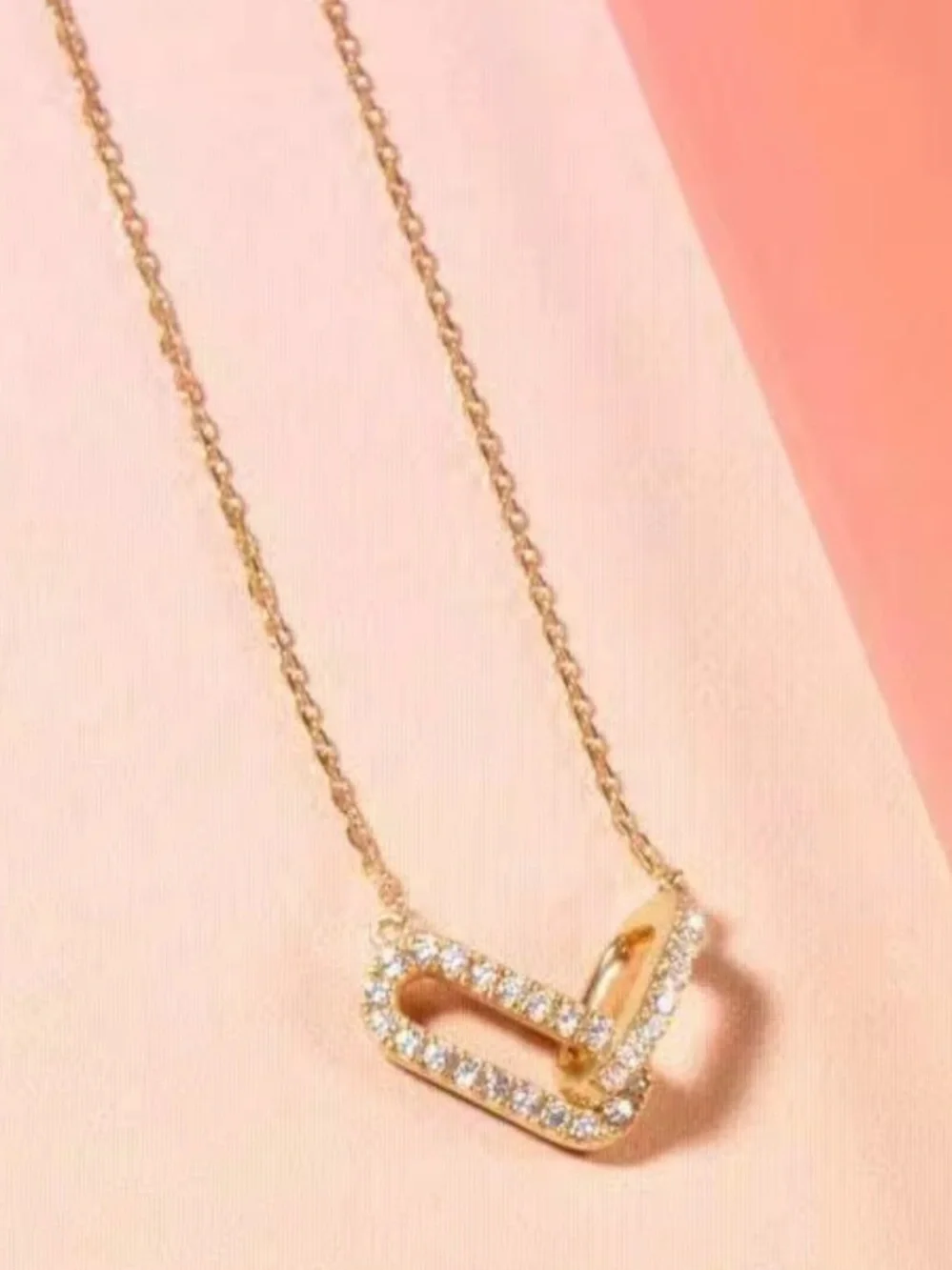 925 Sterling Silver & Gold Pave Link Necklace